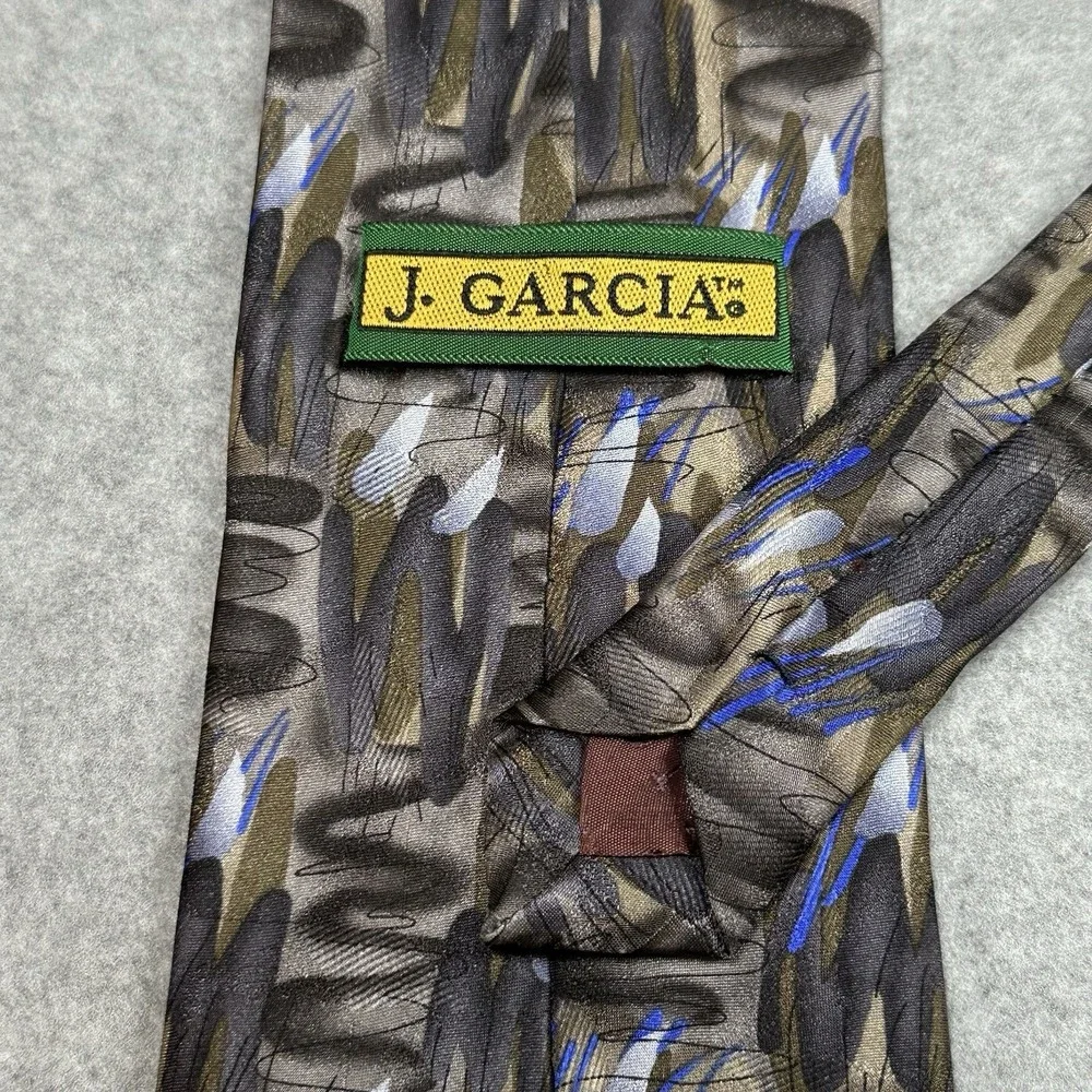 J Garcia Collection 15 Abstract Brown Blue Silk Tie Vintage‎ USA 